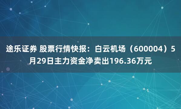 途乐证券 股票行情快报:白云机场(600004)5月29日主力资金净卖出196.36万元