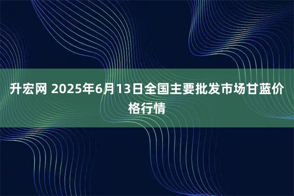 升宏网 2025年6月13日全国主要批发市场甘蓝价格行情